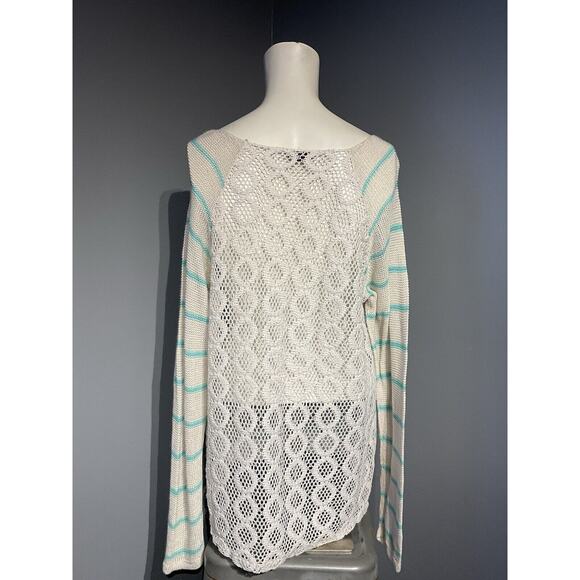 Torrid Long Sleeve Knit Tunic Top Size 1 Cream & Teal - Picture 2 of 6